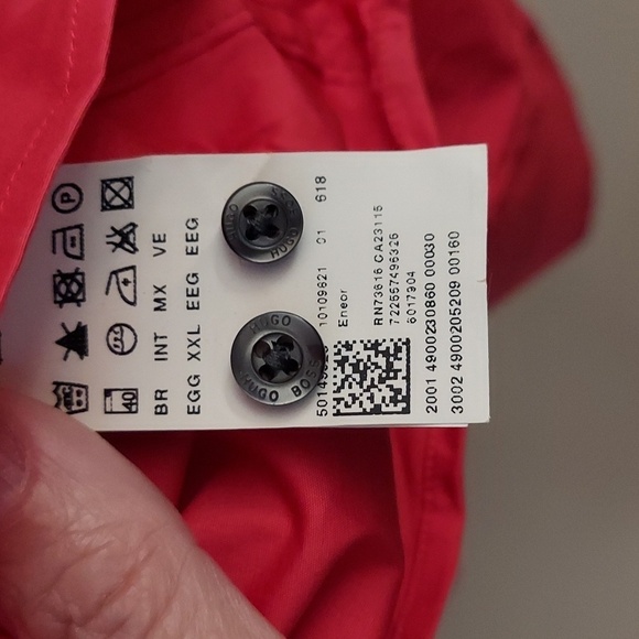 HUGO by Hugo Boss Slim Line Button Down Long Sleeve Coral Dress Shirt - Picture 10 of 12